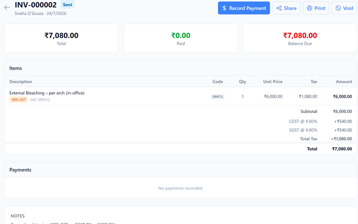 GST-ready invoicing in FAB Doctor