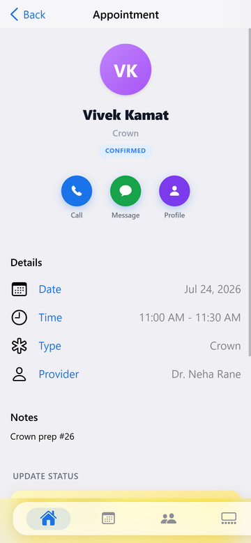 Appointment details on the FAB Doctor mobile app
