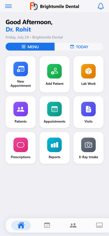 Quick actions on the FAB Doctor mobile app