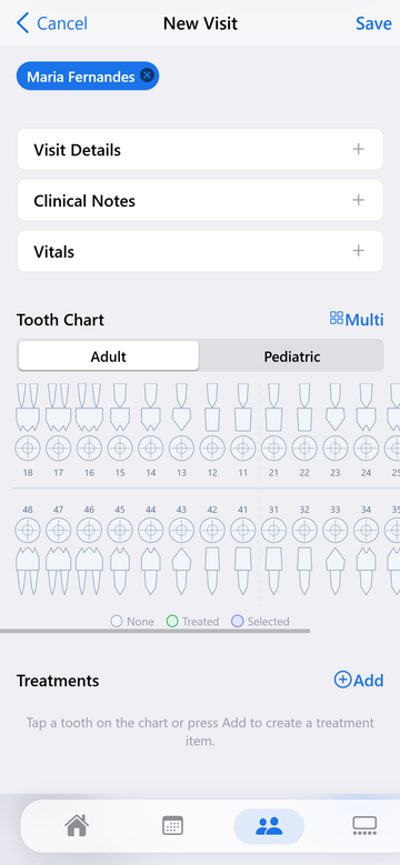 Visit & charting on the FAB Doctor mobile app